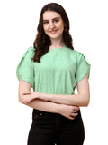 Wedani Women'S Casual Short Sleeves Round Neck Foral Top (Small Pista),Pista,S