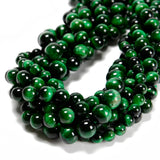 48Pcs Green Tiger's Eye 8mm Beads Natural Stone Round Gemstone Genuine Real Stone for DIY Bracelet Jewelry String Making