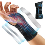 Rakiie Carpal Tunnel Wrist Brace, Adjustable Night Wrist Support with 3 Metal Splints, Hand Brace for Men Women No Pressure on T