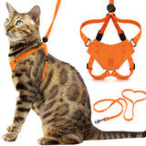 OutdoorBengal Houdini™ Escape Proof Kitten Harness and Leash (Orange, S)