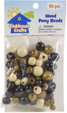 Clubhouse Crafts Wood Pony Beads 90/Pkg