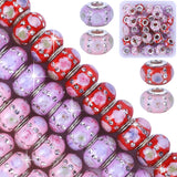 AIPRIDY Multicolor Rose Floral European Large Hole Charm Lucky Beads with Rhinestones for DIY Bracelet Jewelry Making (Pink+Red+