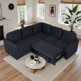 ChicFurnit Couch, Sofa Bed, 83 Pull Out Sleeper Couch with Storage Chaise, Convertible L Shaped Sofa for Living Room, Apartment,