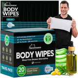 Dura Cleanse Travel Body Wipes -Maximum Cleaning Power (Ultra Clean) - 20 Count, XL 10  x10Individually Wrapped No-Rinse Sh