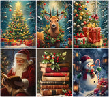 MBNTJHT 6 Pack Christmas Diamond Painting Kits for Adults,DIY Full Round Drill Winter Scene Diamond Art Kits for Beginners,5D Ge