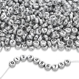 LAIDANLA 1000PCS Acrylic Number Beads Black Number Silver Round Bead 7 4mm for Jewelry Bracelets Necklaces Key Chains Making