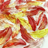 Tingoons 60 PCS Acrylic Leaf Shape Beads Transparent Plastic with Hole for Jewelry Making Necklace Earring(Red)