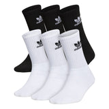 adidas Originals KidsBoys/Girls Trefoil Cushioned Crew Socks (6Pair), White/Black, Large