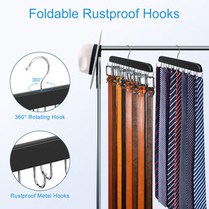 Resovo Belt Hanger for Closet Max 42 Belts, Sturdy Wood Belt Rack Closet Accessories with 14 Hooks Belt Organizer for Closet Org