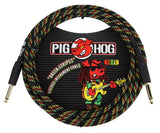 Pig Hog Rasta Stripes Woven Jacket Tour Grade Instrument Cable, 10-Foot