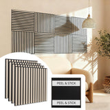 GreenClad Peel & Stick Acoustic Wood Slat Wall Panels - 23  233D Wood-Grain Soundproofing Panels, 4 Pack - Waterproof D