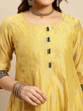 Rangita Yellow Chanderi Calf Length Printed Flared Kurti For Women | Kurta For Women_S