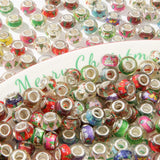 ANCADN 60pcs Large Hole European Beads Christmas Fairy Wand Garden Bead Round Iridescent Acrylic Beads for Jewelry Making Bracel