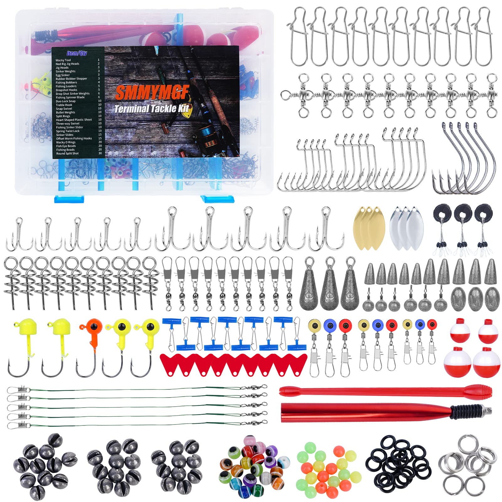 Fishing Tackle Box with Wacky Rig Tool,Saltwater and Freshwater Lures Fishing gear Kit Including Fishing Accessories and Fishing