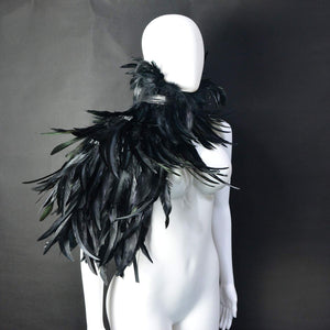 HOMELEX Black Witch Feather Collar Crow Shawl Costume Halloween Swan Wings Accessories Cape for Women