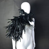 HOMELEX Black Witch Feather Collar Crow Shawl Costume Halloween Swan Wings Accessories Cape for Women