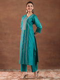 Libas Women'S Chanderi Silk Kurta Set (49433 Teal 4Xl