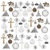PH PandaHall 14 Styles Cross Charms, 56pcs Star of David Yoga Lotus Charms Evil Eye Horse Eye Egyptian Eye Pendant Tibetan Alloy
