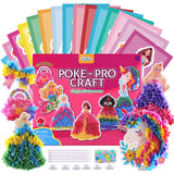JMMICO Poke in Pro Art Kits for Girls, Poke Art for Kids Ages 4-8, 10 PCS Princesses & 5 PCS Decors, No Mess DIY Princesses Craf