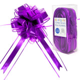 Allgala 10-PC 8 Inch Jumbo 2.5 Inch (6.4CM) Width Organza Ribbon Pull Flower Bow for Gift Wrapping Baskets Wedding D cor - Purp