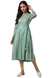 W for Woman Blue Gathered Kurta with Bead Work_22AUW17921-118334_3XL