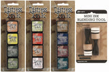 Ranger Tim Holtz Distress Mini Ink Pad Kits 10, 11, 12 and Mini Ink Blending Tool Bundle