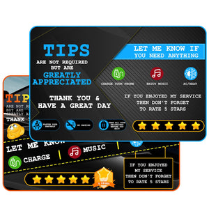 Aolamegs Rideshare Accessories Rating 5 StarsTippingTips Sign Perfect Accessory for Taxi Rating Appreciation Signs 9 * 6'' (2 Pa