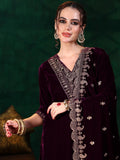 Libas Women'S Velvet Kurta Set (36974_Burgundy Burgundy Xs