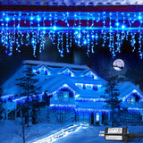 JMEXSUSS 800 LED Blue Icicle Christmas Lights Outdoor, Icicle Lights for Outside with 160 Drops, Blue Christmas String Lights In