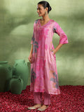 Libas Womens Printed Silk Blend Co-Ord Set For Women Pink Xl 36845O