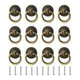 Joyangy 12 Pack Antique Bronze Drawer Pulls, Vintage Cabinet Knobs with Screws, Single Hole Pull Handles for Furniture Cabinets 