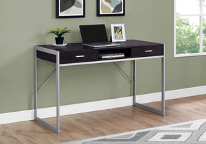 Monarch Specialties Contemporary Laptop Table With Drawers And Shelf Home & Office Computer Desk-Metal Legs, 48'' L, Cappuccino