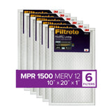 Filtrete 10x20x1 AC Furnace Air Filter, MERV 12, MPR 1500, CERTIFIED asthma & allergy friendly, 3 Month Pleated 1Inch Electrost