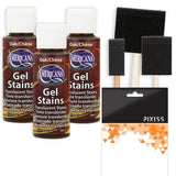 Americana Gel Stain Wood Stain Paint 3-Pack - Oak, 2-Ounce Bottles with Foam Brushes for Easy Gel Stain Application on Wood Surf