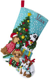 Bucilla Felt Applique 18 Stocking Making Kit, Christmas Dogs, Perfect for DIY Arts and Crafts, 89251E
