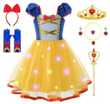Uplus ME Light Up Princess Dress Up Clothes for Little Girls Toddler Kids Princess Costume Halloween Birthday Outfit (8-9Y/150)