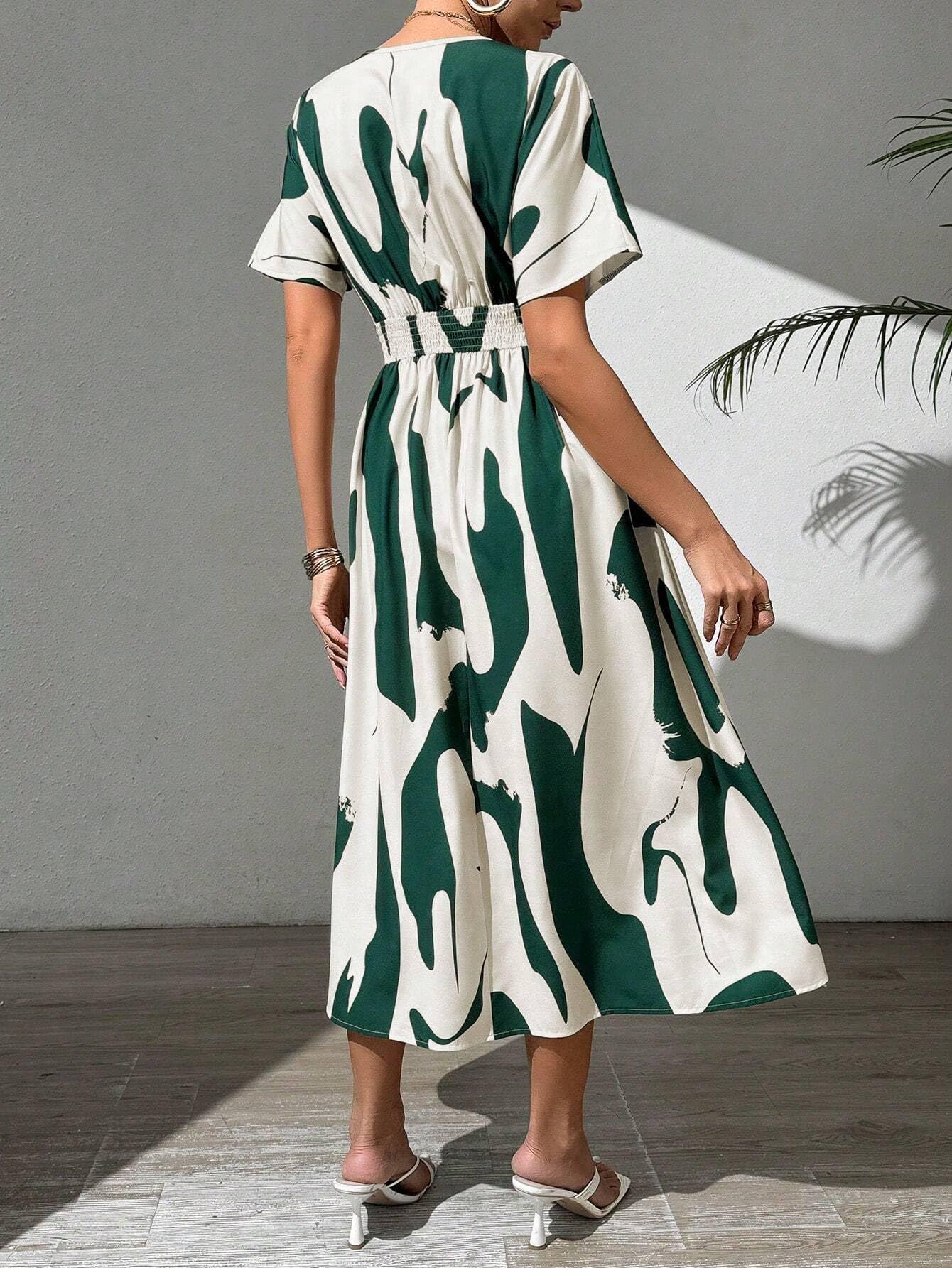 Leriya Fashion Midi Dress For Women | One Piece Dress For Women | Beach Dress For Women (Large, Green)