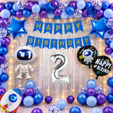 FI FLICK IN 52 Pcs Space Theme 2nd Birthday Decoration Kit with Balloons & Foils