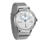 Feice Bauhaus Men'S Automatic Mechanical Analog Casual Dress Watch With Leather Strap With Domed Mirror - Fm202 (Silver)