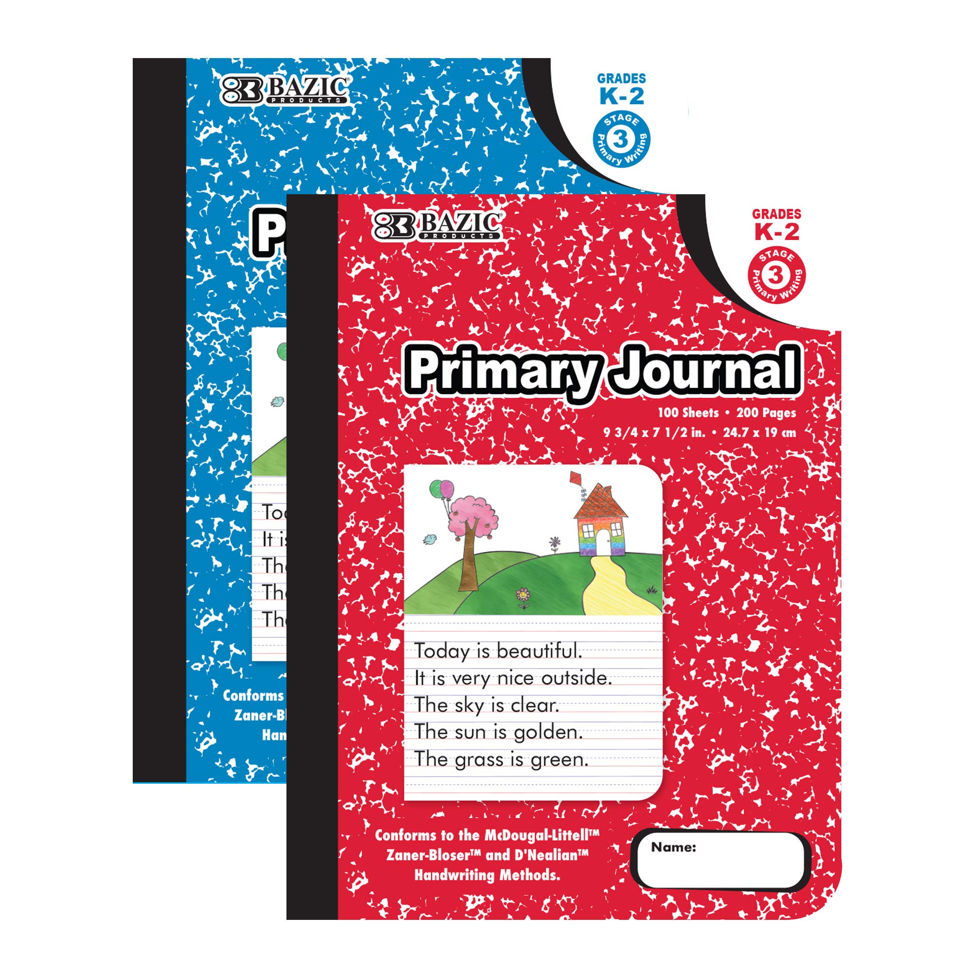Bazic Primary Journal Composition Book Marble, 100 Sheet Drawing & Writing Grades K- 2 Notebook Journal Comp Notebooks For Kindergarten School, 48-Pack
