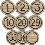 40 Pieces Laminated Industrial Student Numbers Cutouts Circle Wood Grain Cutouts Bulletin Board Accents Cutouts with 40 Adhesive