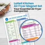 Air Fryer Magnetic Cheat Sheet Set - Air Fryer Accessories Cookbook - Easy to Use AirFryer Time Chart Set - Strong Magnet Quick