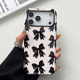 QLTYPRI Case for iPhone 17 Pro, Aesthetic Black Ribbon Bow Phone Case for Girls Women, Protective Hybrid 2-Layer Hard Shell Sili