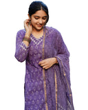 Anni Designer Women'S Cotton Blend Straight Printed Kurta With Pant & Dupatta (Majagi Blue_L_Blue_Large),Blue,L