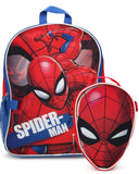 Fast Forward Stitch Kids Backpack and Lunch Box Set 2 Piece 15 Inch School Backpack With Detachable Lunch Bag Set, Spiderman