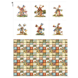 Patchwork Fabric Panel with Windmill Designs - 100% Cotton Satin, 6 Printed Panels 10 10+ Patchwork Sheet 29.5 19.7 