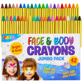 42PCS Face and Body Paint Crayons, Face Painting Kit Safe and Non-Toxic Ultimate Party Pack Including 14 Metallic Colors for Bir
