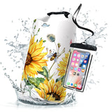 Cliduli Waterproof Dry Bag,Roll Top Summer Sunflowers Waterproof Backpack 5L/10L/20L Floating and Lightweight Bags for Kayaking,