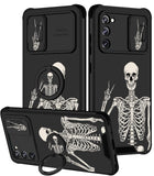 Goocrux [2in1 for Samsung Galaxy S20 FE 5G Case Skull Skeleton for Women Girls Cute Gothic Phone Cover Horror Design with Slide Camera Cover+Ring Holder Fun Spooky Boys Cases for S20FE 6.5