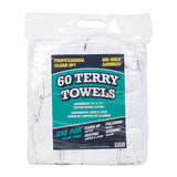 Arkwright TT60 White Terry Mop Towels Bulk (Pack of 60) Absorbent and Quick Drying Cotton Cleaning Rags for Kitchen, Auto Shop